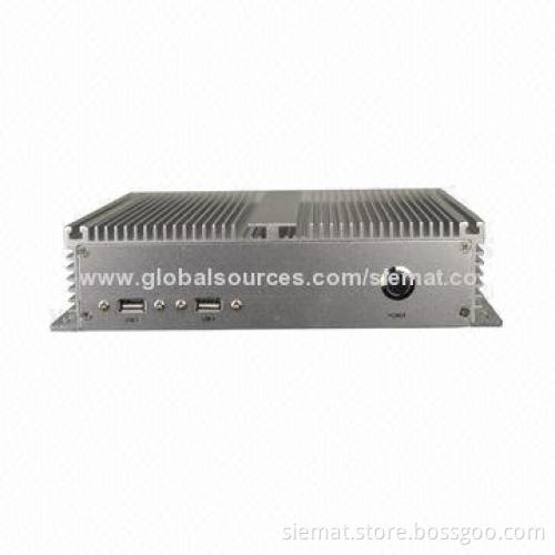 Sized 214 x 200 x 55mm industrial fan-less mini PCs